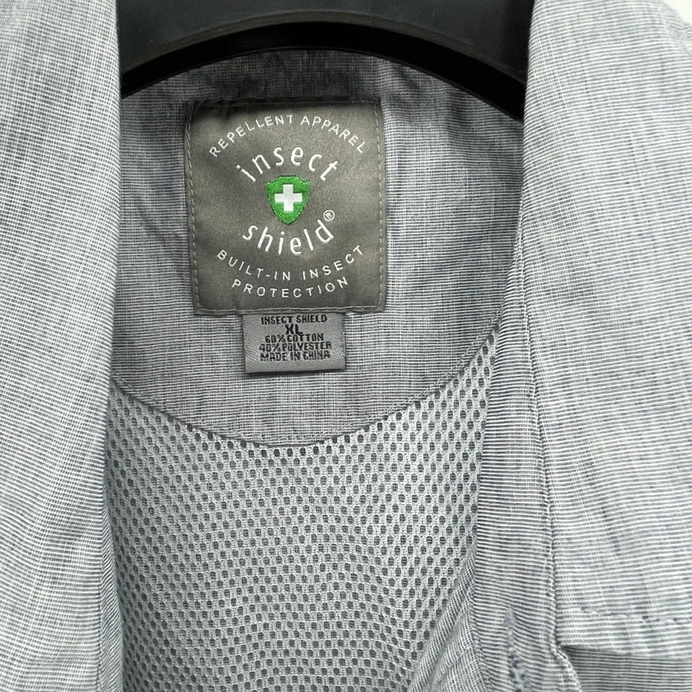 Insect Shield Repellent Apparel‎ Shirt Men XL Gray Vented Outdoor Fishing